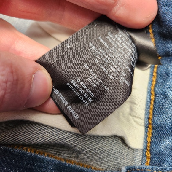 G Star Raw Jeans Men 34x32 5620 3D Slim Fit Double Knee Moto Stretch Denim Blue - Picture 12 of 16